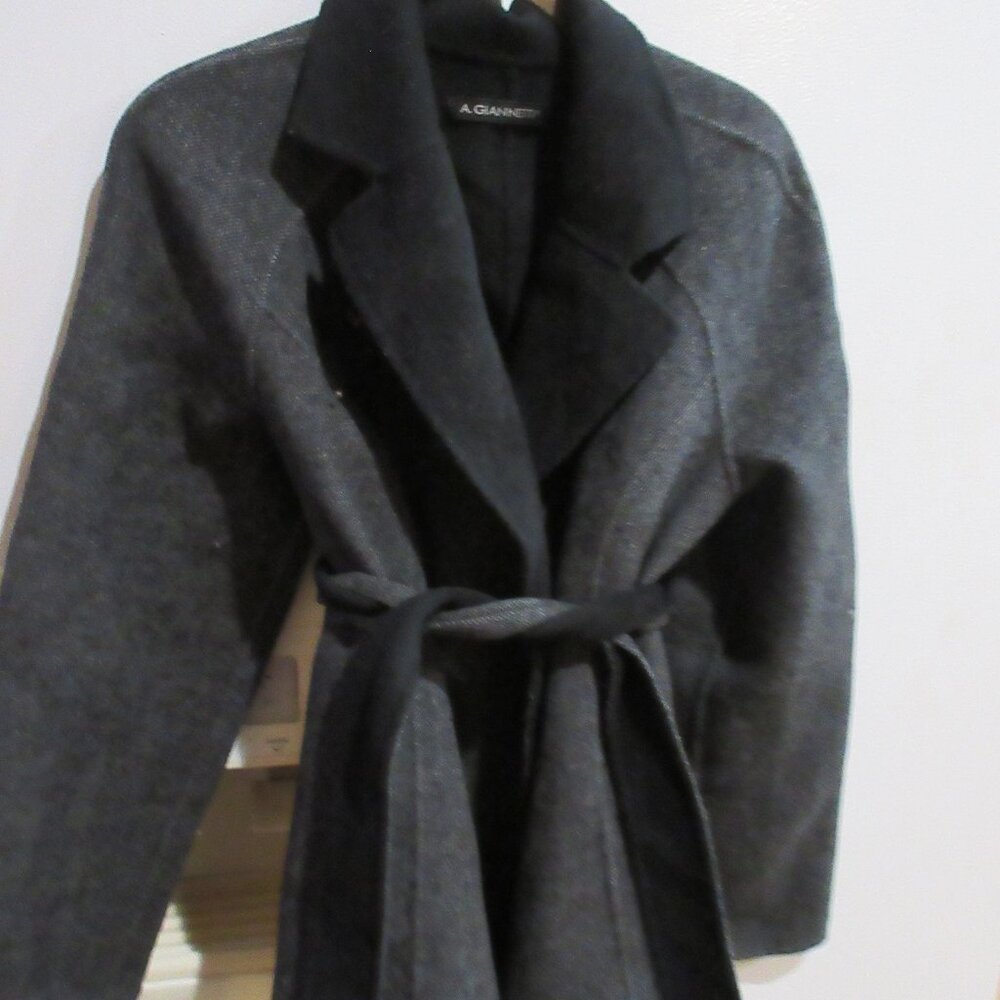 a.giannetti wool blend   Cardigan Sweater Jacket m  Black Gray